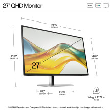 HP serijos 5 Pro 27 colių QHD monitorius – 527pq kompiuterio monitorius