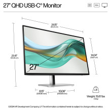 HP 5 serijos „Pro“ 27 colių QHD USB-C monitorius – 527pu kompiuterio monitorius