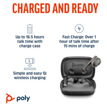 HP Poly Voyager Free 60+ UC M Carbon Black Earbuds +BT700 USB-C Adapter +Touchscreen Charge Case