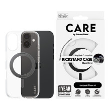 PanzerGlass CARE™ by ® Case Transparent w. Black Kickstand MagSafe iPhone 16 mobile phone case