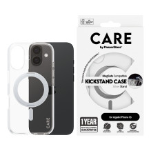 „PanzerGlass CARE™ by ®“ skaidrus dėklas su sidabriniu laikikliu ir „MagSafe iPhone 16“ mobiliojo telefono dėklu „PanzerGlass CARE™ by ®“ skaidrus dėklas su sidabriniu laikikliu ir „MagSafe iPhone 16“ mobiliojo telefono dėklu