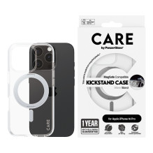 PanzerGlass CARE™ by ® Case Transparent w. Silver Kickstand MagSafe iPhone 16 Pro mobile phone case