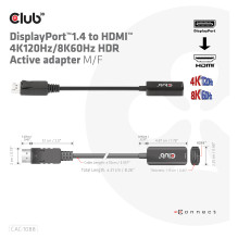 CLUB3D CAC-1088 vaizdo kabelio adapteris
