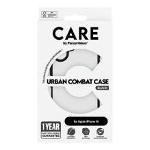 PanzerGlass CARE™ by ® Urban Combat Case Transparent w. Black Frame iPhone 16 mobile phone case