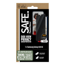 „PanzerGlass SAFE. by ®“ dvipusis privatumo ekrano apsauginis dėklas „Samsung Galaxy A36 5G“, itin platus pritaikymas su