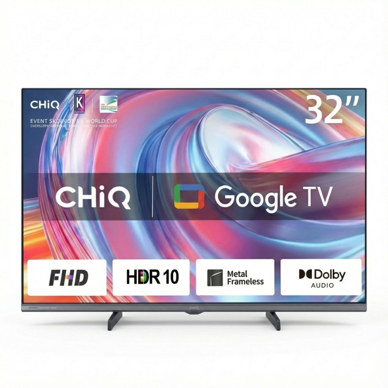 „Chiq L32FM9V“ 32 colių 80 cm 16:9 FHD LED „Google“ televizorius su juodu ekranu