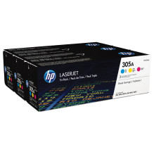 HP 305A 3 vnt. pakuotėje žydro / rausvai raudono / geltono originalių „LaserJet“ tonerio kasečių HP 305A 3 vnt. pakuotėje žydro / rausvai raudono / geltono originalių „LaserJet“ tonerio kasečių