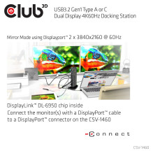 CLUB3D CSV-1460 laptop dock / port replicator