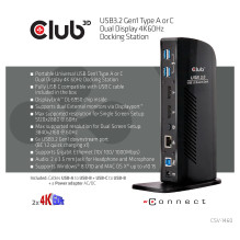 CLUB3D CSV-1460 nešiojamojo kompiuterio dokas / prievadų replikatorius