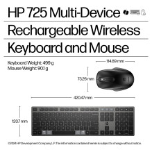 HP 725 daugiafunkcinė įkraunama belaidė klaviatūra ir pelė