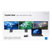 i-tec USB-C DP Dual HDMI Docking Station with Power Delivery 100 W + Universal Charger 100W