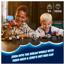 LEGO DREAMZzz Cooperio tigro robotas ir Zero greitasis automobilis LEGO DREAMZzz Cooperio tigro robotas ir Zero greitasis automobilis