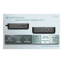 i-tec USB-C DP Dual HDMI Docking Station with Power Delivery 100 W + Universal Charger 100W