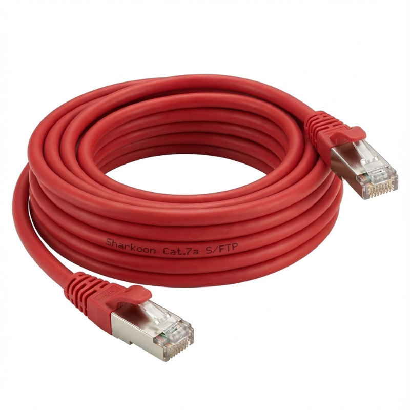 „Sharkoon“ jungiamasis kabelis SFTP. RJ-45. su Cat.7a žaliu kabeliu (raudonas. 10 metrų)