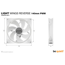 „Be Quiet! Light Wings“ 140 mm PWM atvirkštinės baltos spalvos „Be Quiet! Light Wings“ 140 mm PWM atvirkštinės baltos spalvos
