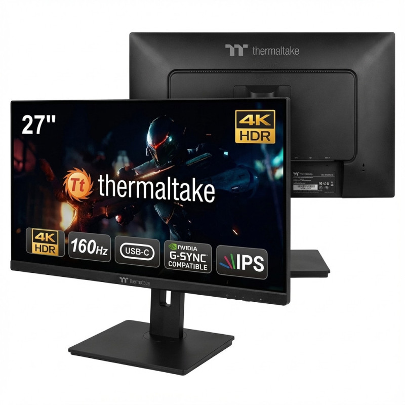 68.6cm / 27" Thermaltake TPM-I27FUK 4K IPS 160HZ USB-C Gaming Monitor Black