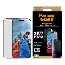 PanzerGlass ® 2-Way Privacy Screen Protector iPhone 17, iPhone 16 Pro, Ultra-Wide Fit w. EasyAligner