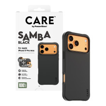 „PanzerGlass CARE™ by ® Samba“ dėklas, juodas, su „MagSafe iPhone 17 Pro Max“ mobiliojo telefono dėklu „PanzerGlass CARE™ by ® Samba“ dėklas, juodas, su „MagSafe iPhone 17 Pro Max“ mobiliojo telefono dėklu