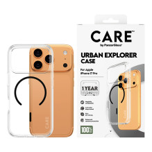 „PanzerGlass CARE™ by ® Urban Explorer“ skaidrus dėklas su juodu „MagSafe“ „iPhone 17 Pro“ mobiliojo telefono dėklu „PanzerGlass CARE™ by ® Urban Explorer“ skaidrus dėklas su juodu „MagSafe“ „iPhone 17 Pro“ mobiliojo telefono dėklu