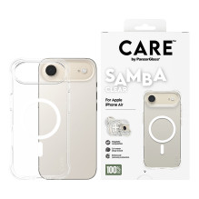 „PanzerGlass CARE™ by ® Samba“ dėklas permatomas su baltu „MagSafe iPhone Air“ mobiliojo telefono dėklu