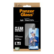 „PanzerGlass ®“ ekrano apsauga „iPhone 17“, „iPhone 16 Pro“, itin plataus pritaikymo su „EasyAligner“