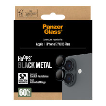 „PanzerGlass ® Hoops®“ kameros objektyvo apsauga, juoda, skirta „iPhone 17“, „iPhone 16“, „16 Plus“