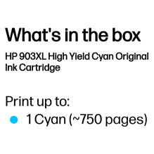 HP 903XL didelės talpos originali žydro spalvos rašalo kasetė HP 903XL didelės talpos originali žydro spalvos rašalo kasetė