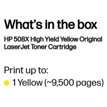 HP 508X didelės talpos geltonos spalvos originali LaserJet tonerio kasetė HP 508X didelės talpos geltonos spalvos originali LaserJet tonerio kasetė