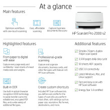 HP Scanjet Pro 2000 s2 skaitytuvas su lapų tiekimu HP Scanjet Pro 2000 s2 skaitytuvas su lapų tiekimu