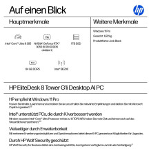 HP ELITEDESK 8 TWR G1I CU9-285 / 64GB / 1TB SSD / RTX3050 / W11Pro WLAN HP ELITEDESK 8 TWR G1I CU9-285 / 64GB / 1TB SSD / RTX3050 / W11Pro WLAN