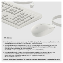 HP 225 laidinė pelė ir „Combo G2“ kašmyro baltos spalvos klaviatūra