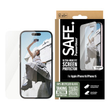 PanzerGlass SAFE. by ® Screen Protector iPhone 16, 15, Ultra-Wide Fit