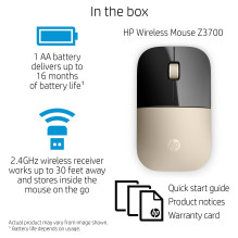 HP Z3700 auksinė belaidė pelė HP Z3700 auksinė belaidė pelė