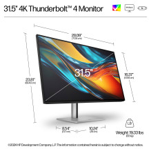 HP serijos 7 Pro 31,5 colio 4K „Thunderbolt 4“ monitorius – 732 pikselių kompiuterio monitorius