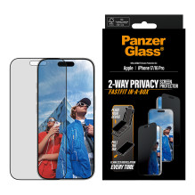PanzerGlass ® 2-Way Privacy Screen Protector iPhone 17, iPhone 16 Pro, Ultra-Wide Fit w. Fastfit in-a-box