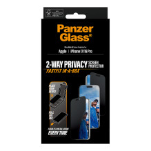 PanzerGlass ® 2-Way Privacy Screen Protector iPhone 17, iPhone 16 Pro, Ultra-Wide Fit w. Fastfit in-a-box