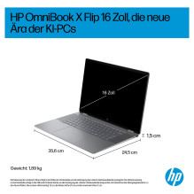 HP OmniBook X Flip 16" 2K lietimui jautrus ekranas Ryzen AI 5 340 16 GB / 512 GB SSD Windows 11 Home
