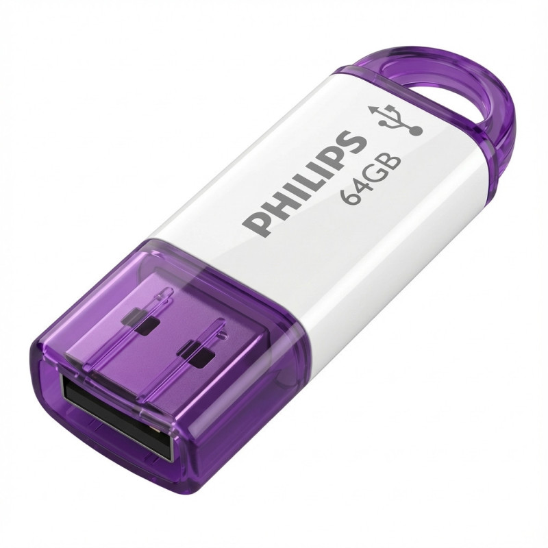 ATMINTINĖ „Philips“ USB 2.0, 64 GB, 2 vnt. pakuotėje, „Snow Edition“, magiškai violetinė