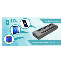 „i-tec U3CHARGEHUB10“ mobiliųjų įrenginių įkroviklis „i-tec U3CHARGEHUB10“ mobiliųjų įrenginių įkroviklis