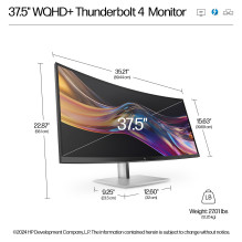 HP serijos 7 Pro 37,5 colio WQHD+ Thunderbolt 4 monitorius – 738pu kompiuterio monitorius