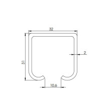Rails Helaform, for sliding interior doors, 200cm x 3.1cm