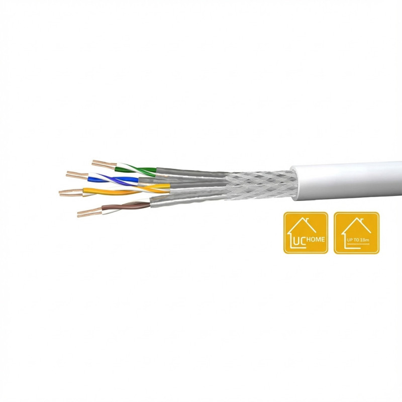 „Draka“ instaliacinis kabelis UCHOME SS26, Cat 7, S / FTP, PiMF, baltas, 100 m žiedinis