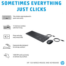 HP 150 Wired Mouse and Combination keyboard