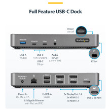 „StarTech.com 116E-USBC-DOCK“ nešiojamojo kompiuterio dokas / prievadų replikatorius