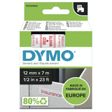 DYMO D1 Standard - Red on White - 12mm label-making tape DYMO D1 Standard - Red on White - 12mm label-making tape