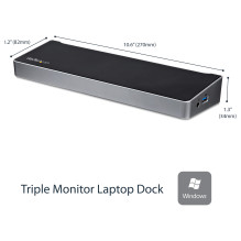 „StarTech.com“ USB3DOCKH2DP nešiojamojo kompiuterio dokas / prievadų replikatorius
