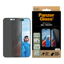 PanzerGlass ® 2-Way Privacy Screen Protector iPhone 16 Pro, Ultra-Wide Fit w. EasyAligner