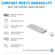 HP Wireless Keyboard and Mouse 230 White German HP Wireless Keyboard and Mouse 230 White German