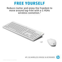 HP belaidė klaviatūra ir pelė 230, balta, vokiška HP belaidė klaviatūra ir pelė 230, balta, vokiška
