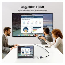 „Ugreen“ USB-C į 2 * USB3.0 + HDMI + RJ 45 + SD ir TF + PD prievadų šakotuvas „Ugreen“ USB-C į 2 * USB3.0 + HDMI + RJ 45 + SD ir TF + PD prievadų šakotuvas